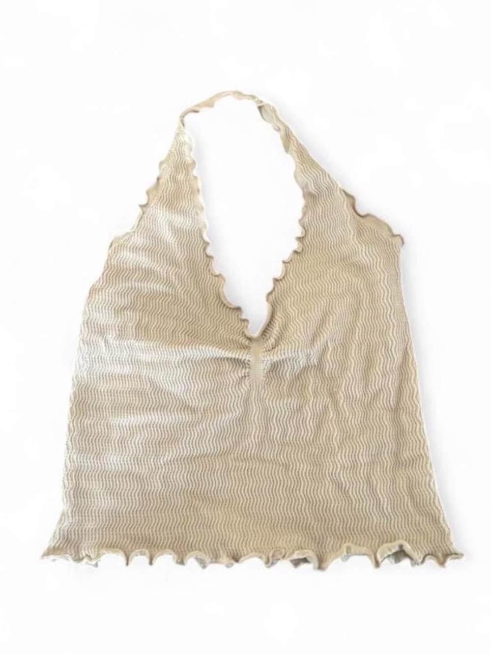 Topshop Beige Scallop Trim Halter Top